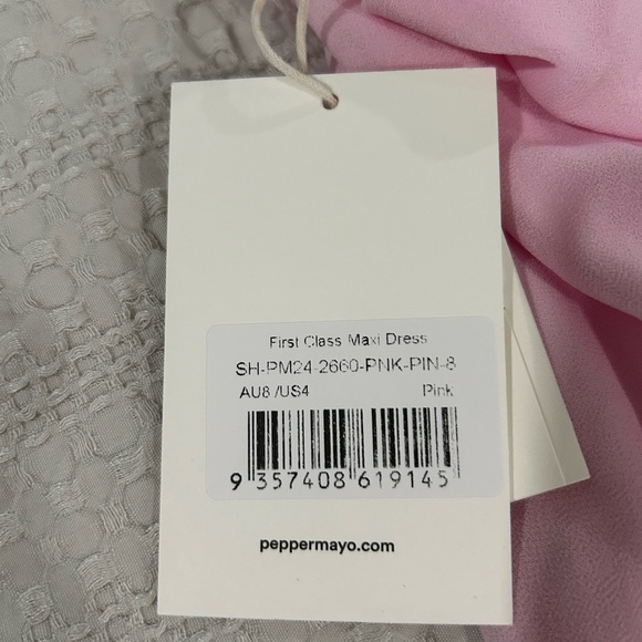 Peppermayo Pale Pink Slip Maxi Dress with Floral Strap - Picture 9 of 9